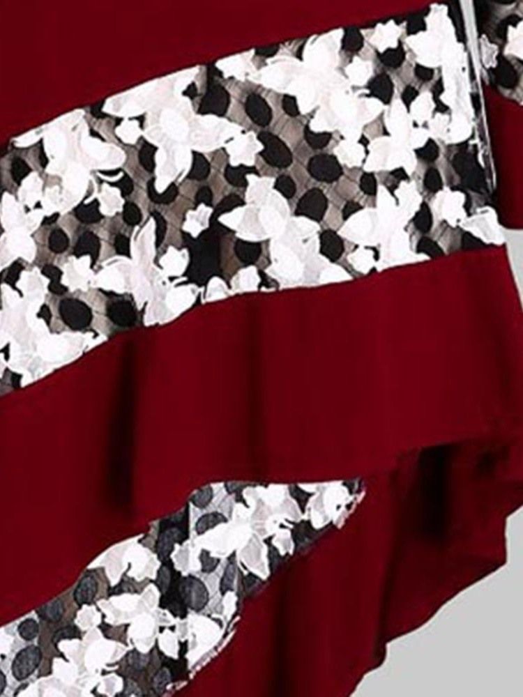 Robe À Fleurs Asymétrique En Patchwork De Couleurs Pour Femmes