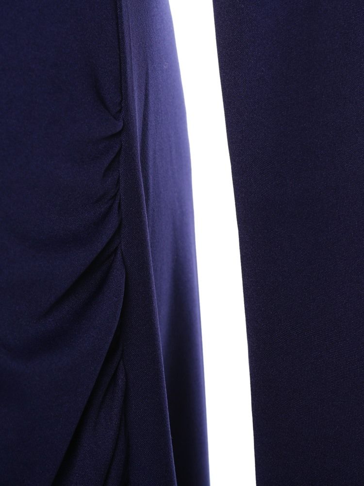 Robe Longue Pour Femmes À Col Oblique Asymétrique De Couleur Unie