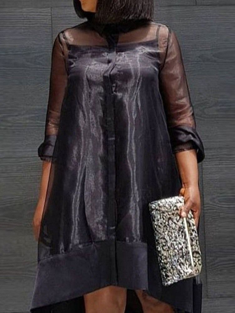 Robe En Maille À Manches Trois-quarts À Mi-mollet Pour Femmes
