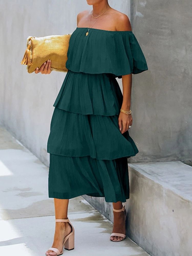 Robe Mi-mollet À Manches Longues Et Épaules Dénudées