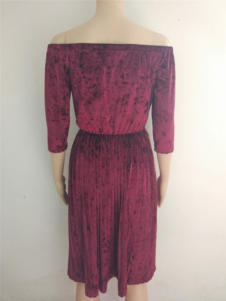Robe Plissée D'automne À Manches Trois-quarts Pour Femmes