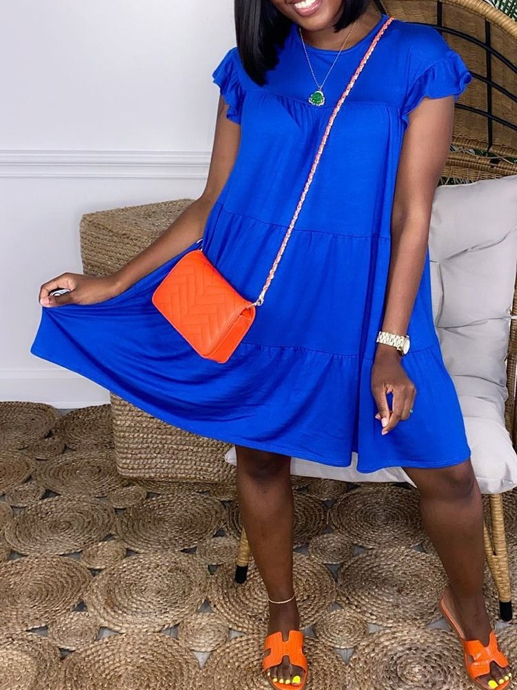 Robe Pull À Col Rond Et Manches Courtes Pour Femmes