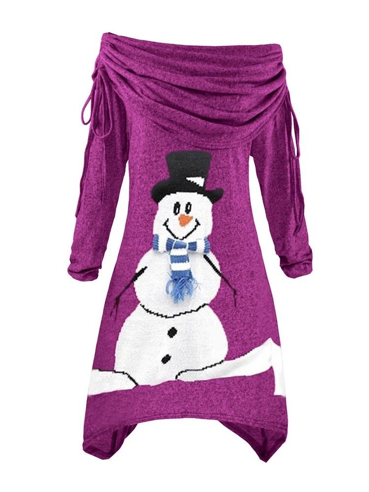 Robe Régulière De Dessin Animé À Manches Longues Et À Manches Longues Pour Femmes