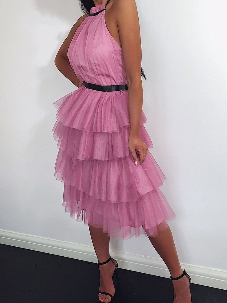 Robe Sans Manches À Encolure Mi-mollet Sans Dos Pour Femme
