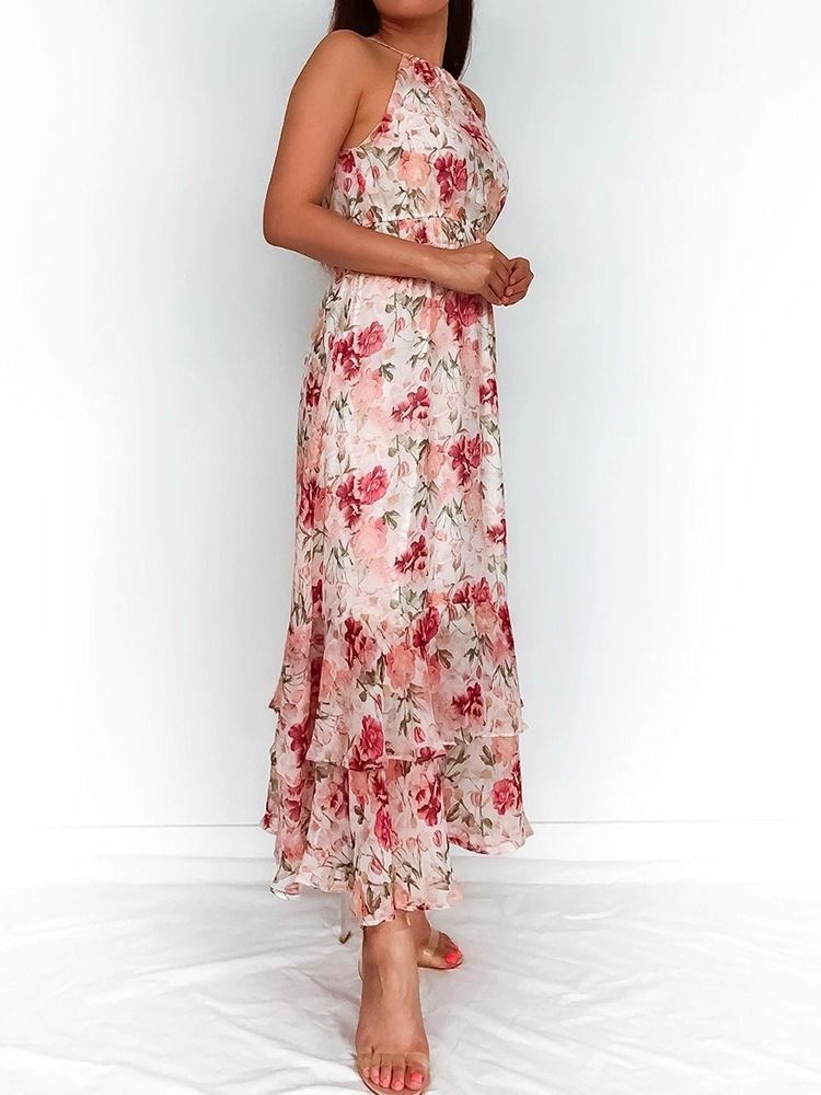 Robe Sans Manches Imprimée À La Cheville Robe Taille Haute Robe Longue Fleurie Robes De Plage Pour Femmes