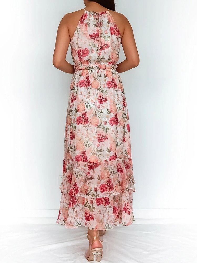 Robe Sans Manches Imprimée À La Cheville Robe Taille Haute Robe Longue Fleurie Robes De Plage Pour Femmes