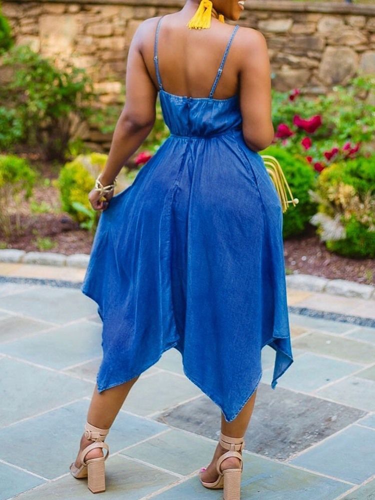 Robe Unie À La Mode Avec Nœud En V Et Col En V Pour Femmes