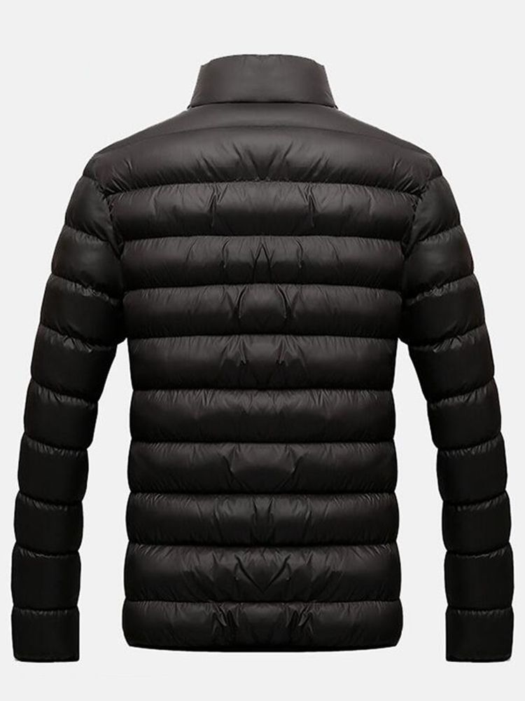 Manteau D'hiver Épais À Col Montant Zippé Pour Hommes
