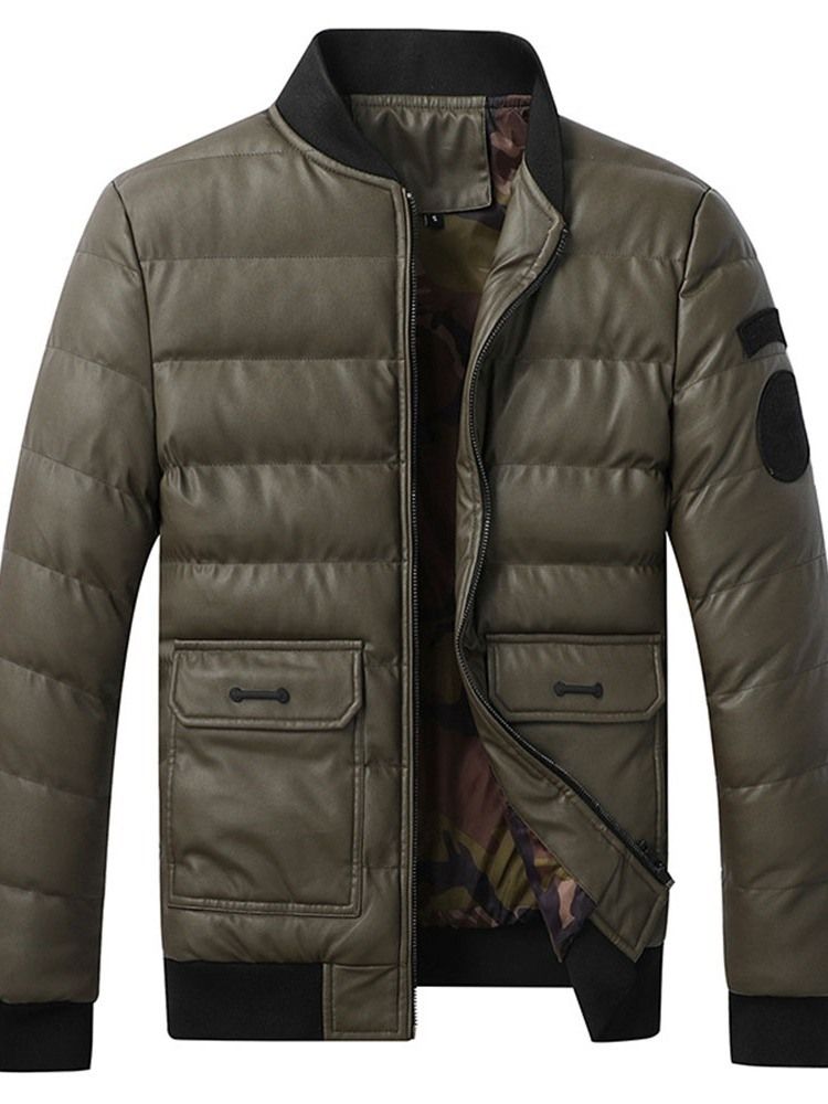 Veste En Duvet À Glissière Coréenne Standard Avec Appliques À Col Montant Pour Hommes