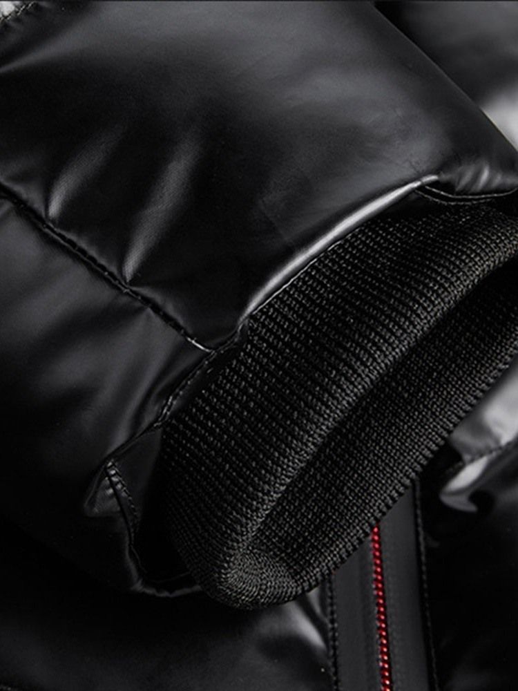 Veste En Duvet Pour Hommes Standard Patchwork À Capuche Et Fermeture À Glissière Européenne