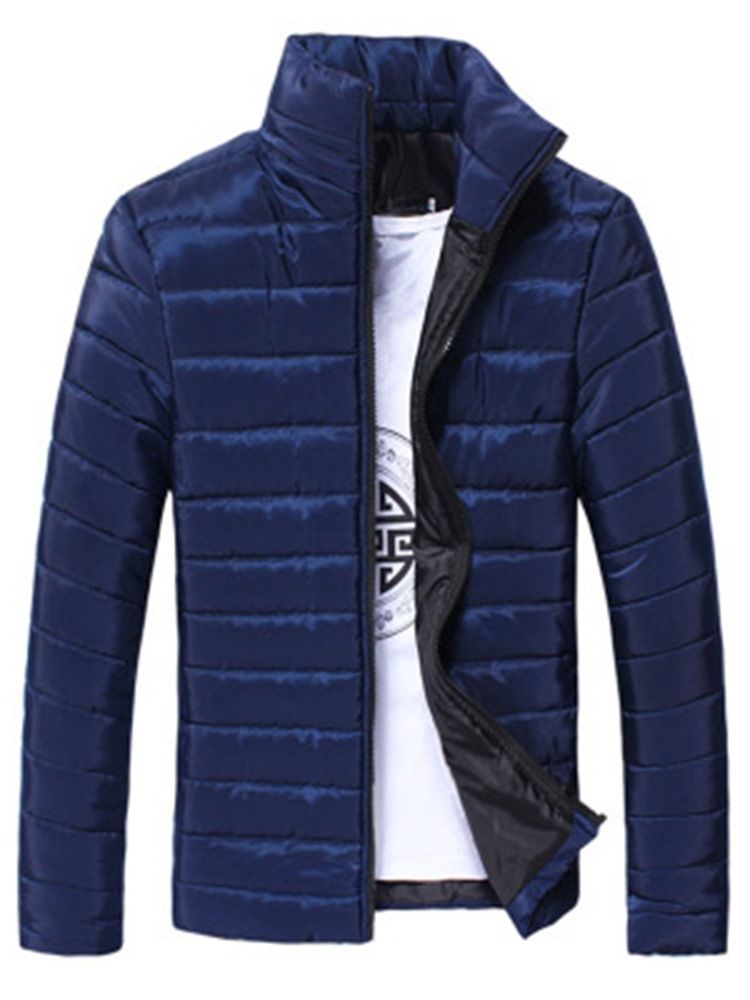 Veste En Duvet Pour Hommes De Style Décontracté Avec Fermeture À Glissière De Couleur Unie