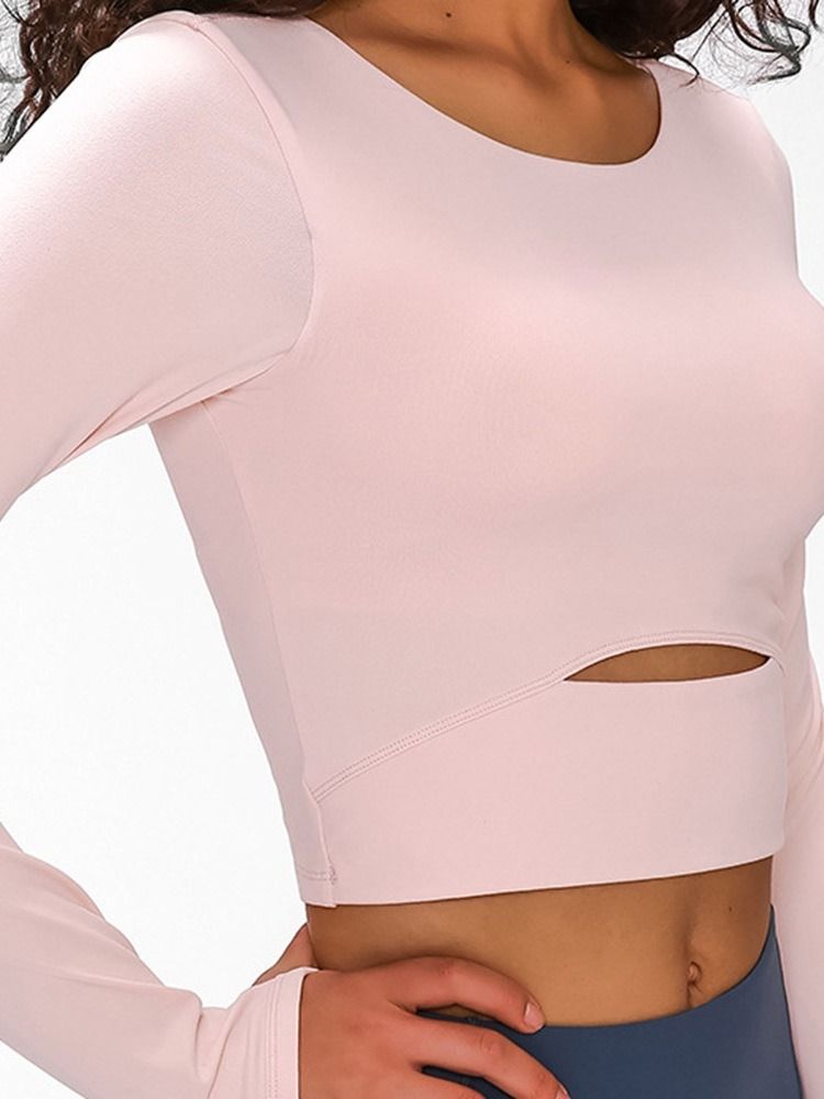 Hauts À Manches Longues Respirants Pour Femmes En Nylon Solide Avec Trous Pour Les Pouces