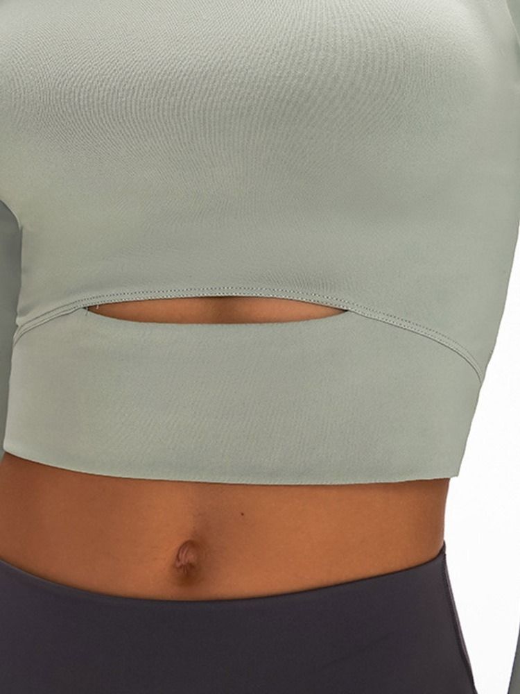 Hauts À Manches Longues Respirants Pour Femmes En Nylon Solide Avec Trous Pour Les Pouces