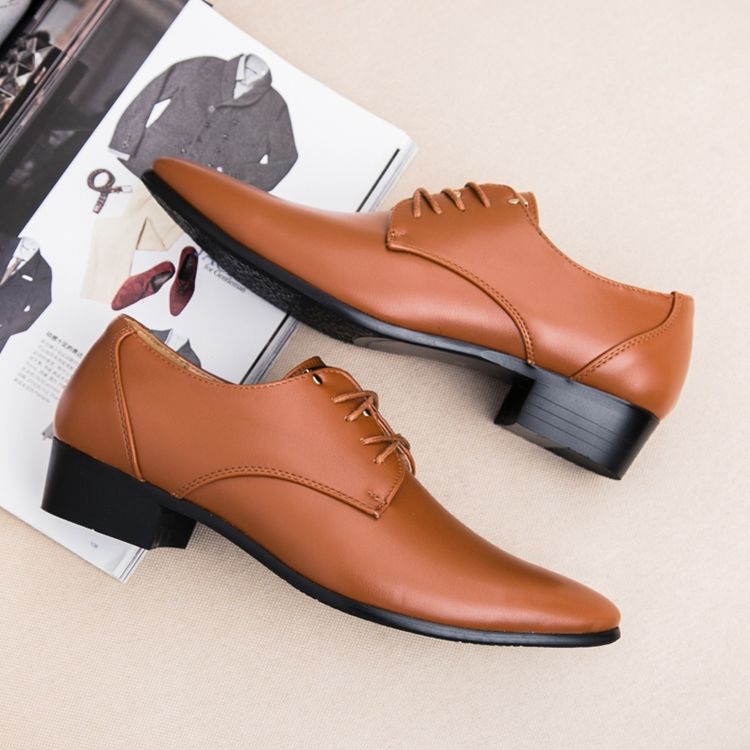 Chaussures Habillées Unies À Bout Pointu Et À Lacets Pour Hommes