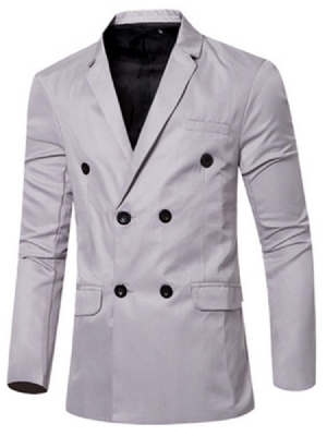 Blazer Décontracté À Double Boutonnage De Couleur Unie Pour Hommes