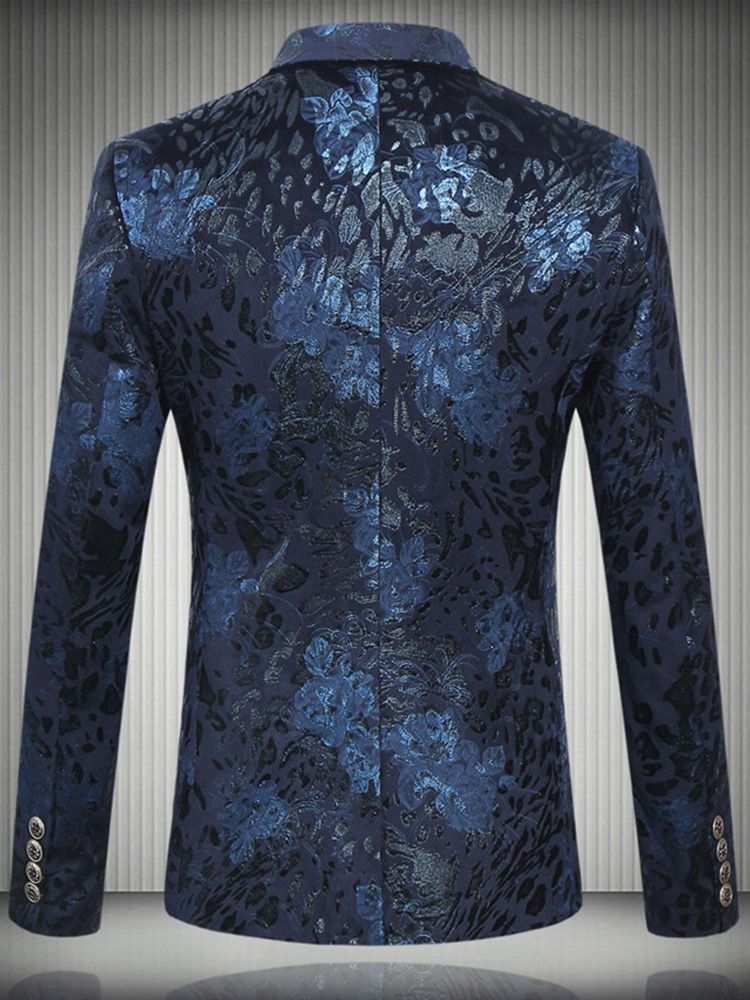 Blazer Pour Hommes À Imprimé Vintage Et Revers Crantés