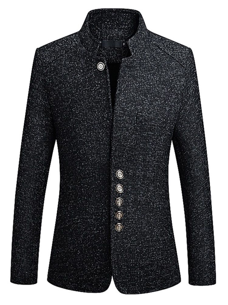 Blazer De Veste Pour Hommes À Col Montant Et À Coupe Ajustée
