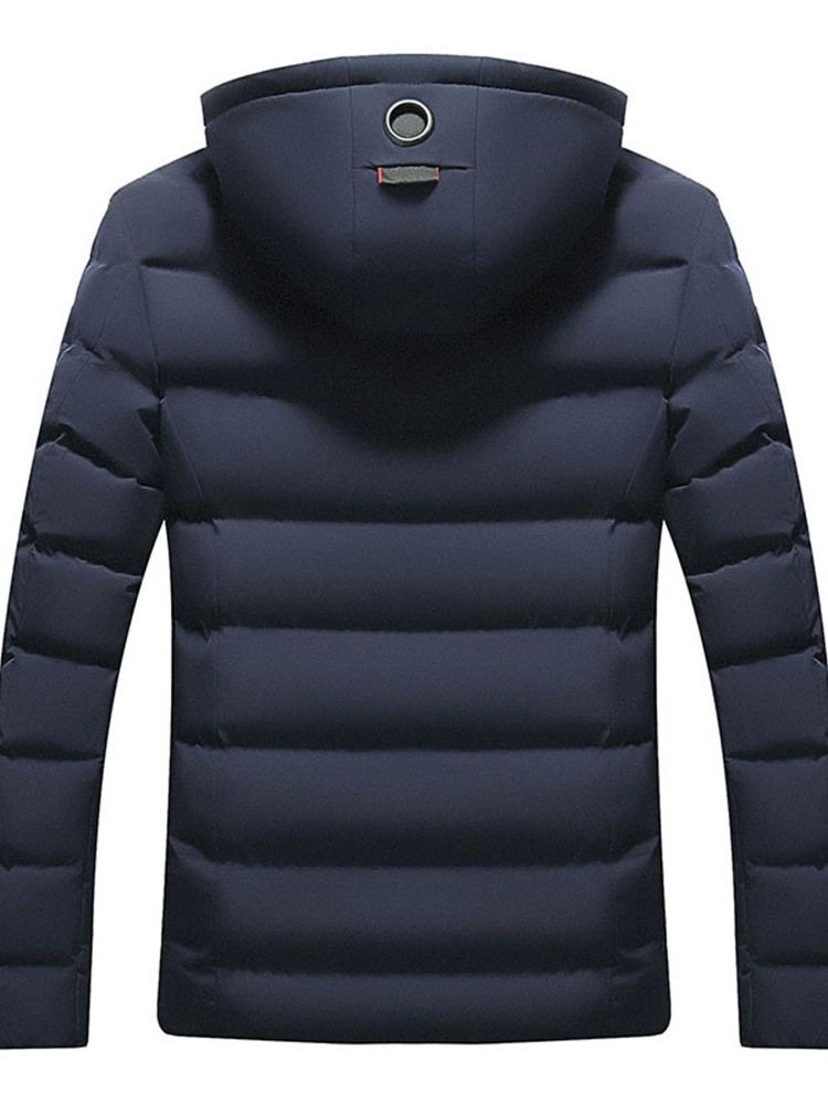 Doudoune À Capuche Unie De Style Européen À Fermeture Éclair Pour Hommes