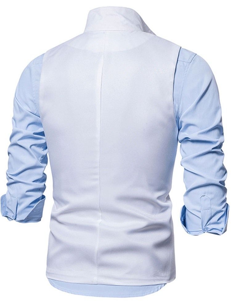 Gilet Simple Boutonnage Uni À Col Montant Pour Hommes