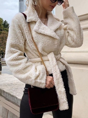 Veste Courte À Manches Longues Et À Revers Cranté Pour Femme