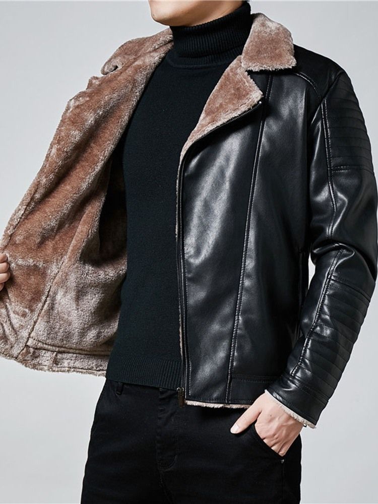 Veste En Cuir Européenne Mince À Revers Standard Pour Hommes