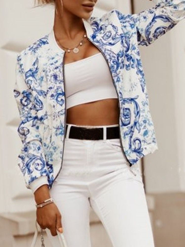 Veste D'automne Standard À Manches Longues Et Fermeture Éclair Pour Femmes