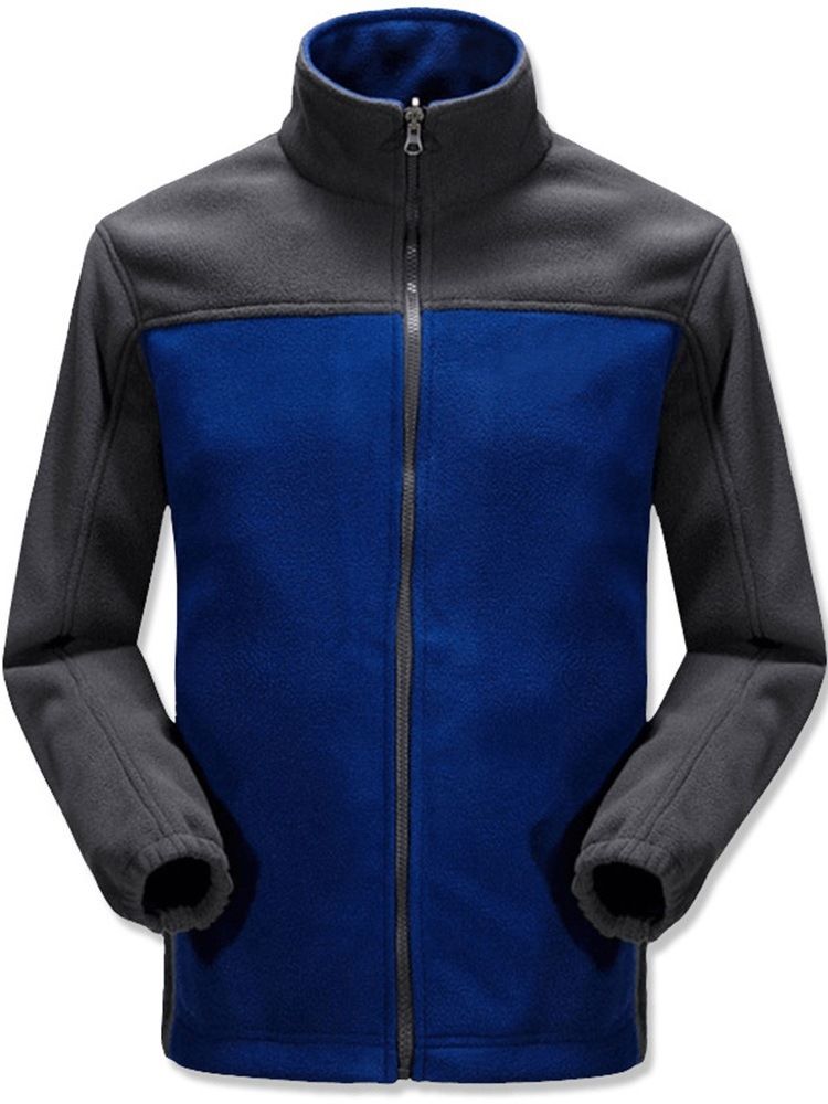 Veste Décontractée Pour Hommes Avec Col Montant Et Bloc De Couleur De Style Épais