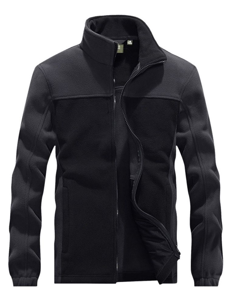 Veste Décontractée Pour Hommes Avec Col Montant Et Bloc De Couleur De Style Épais