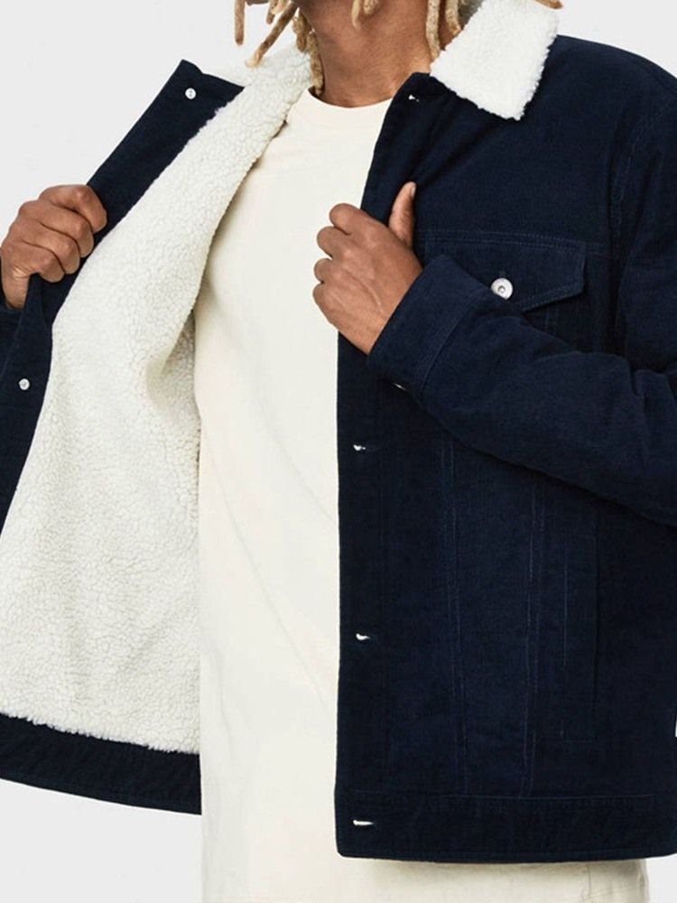 Veste Décontractée Pour Hommes À Revers Épais En Patchwork