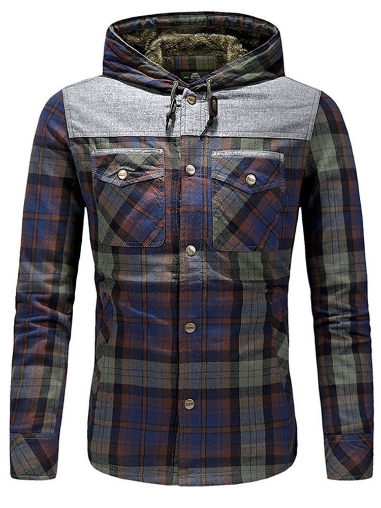 Veste D'hiver Décontractée En Molleton À Carreaux Pour Hommes