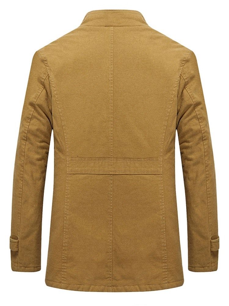 Veste D'hiver À Simple Boutonnage En Molleton Unie Pour Hommes