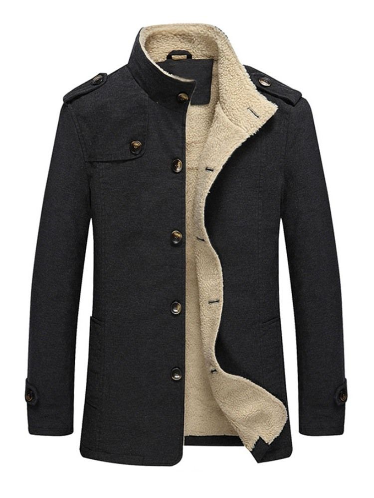 Veste D'hiver À Simple Boutonnage En Molleton Unie Pour Hommes
