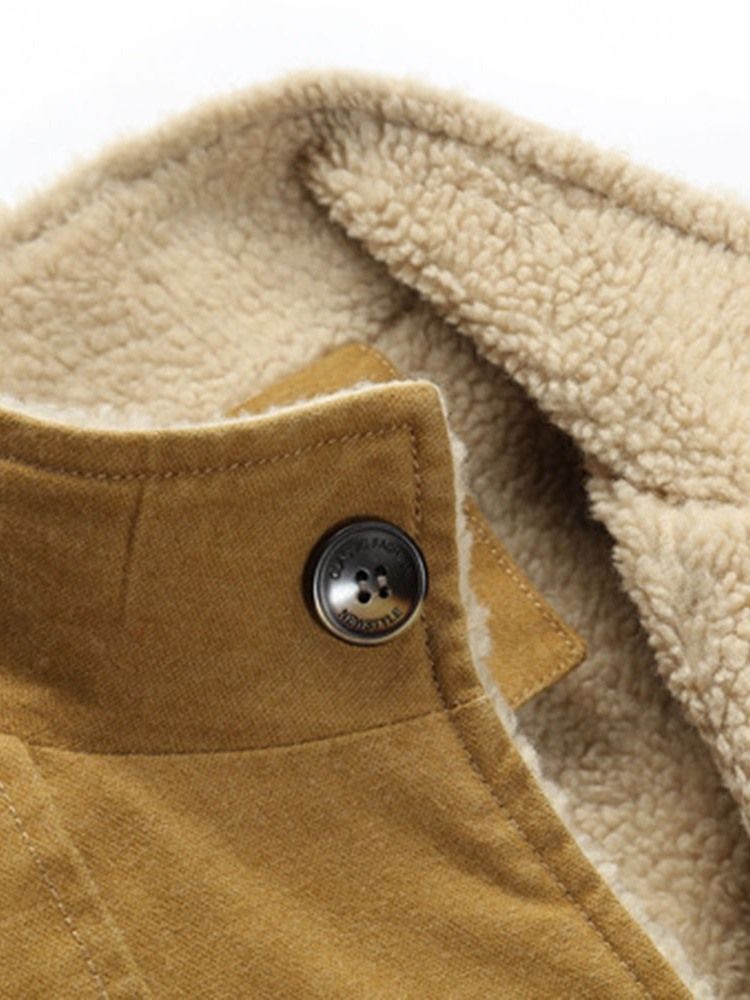 Veste D'hiver À Simple Boutonnage En Molleton Unie Pour Hommes