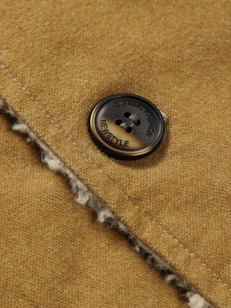 Veste D'hiver À Simple Boutonnage En Molleton Unie Pour Hommes