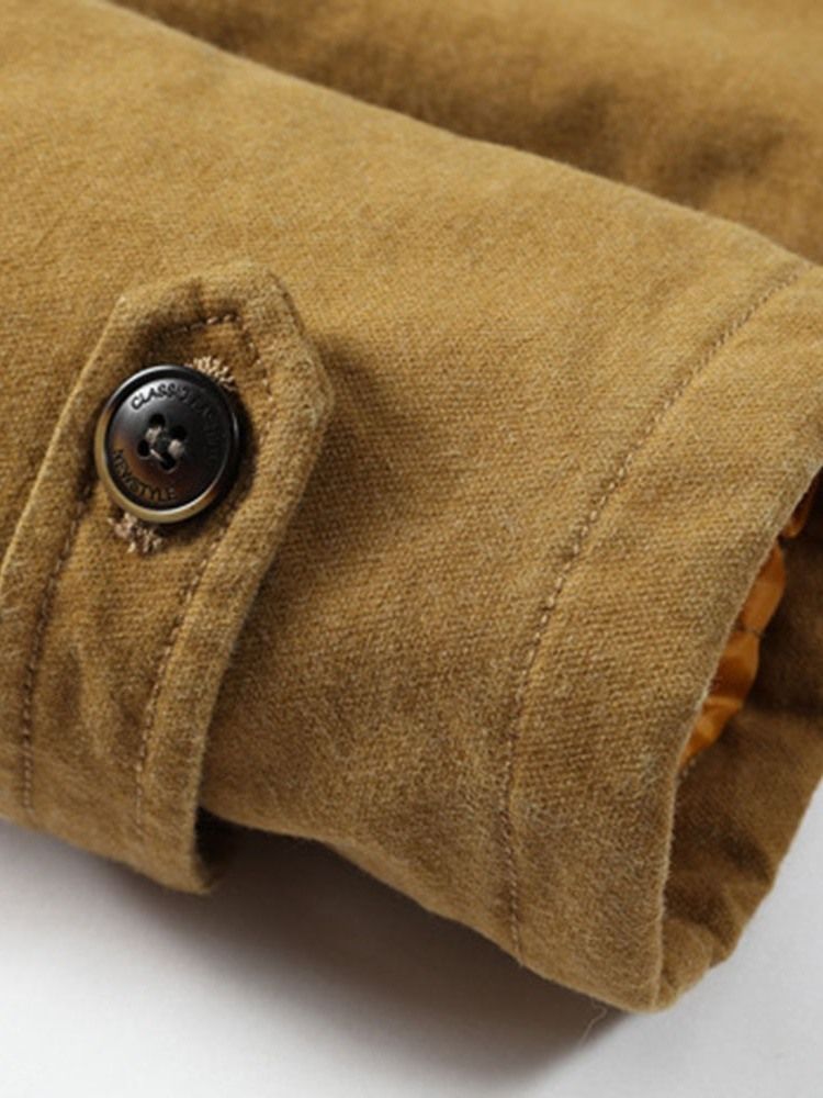 Veste D'hiver À Simple Boutonnage En Molleton Unie Pour Hommes