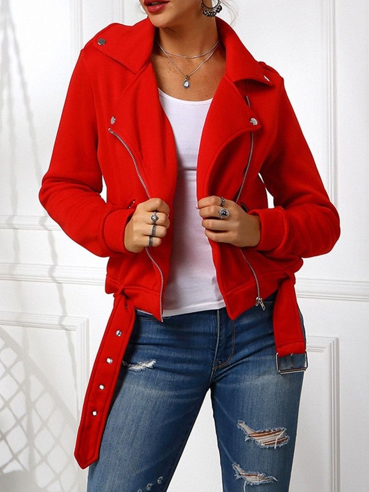 Veste Droite À Manches Longues Et À Glissière Pour Femme
