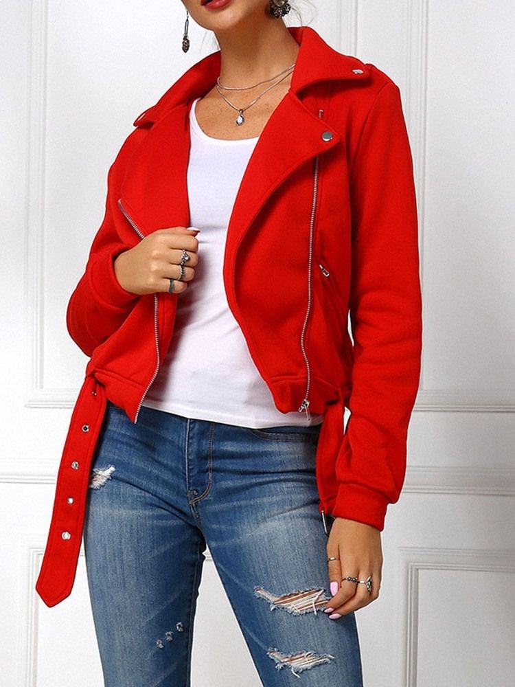 Veste Droite À Manches Longues Et À Glissière Pour Femme