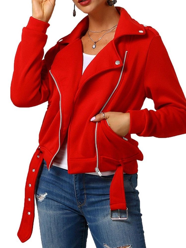 Veste Droite À Manches Longues Et À Glissière Pour Femme