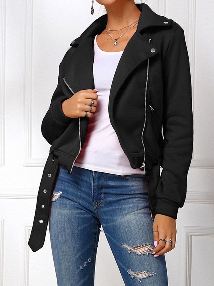 Veste Droite À Manches Longues Et À Glissière Pour Femme