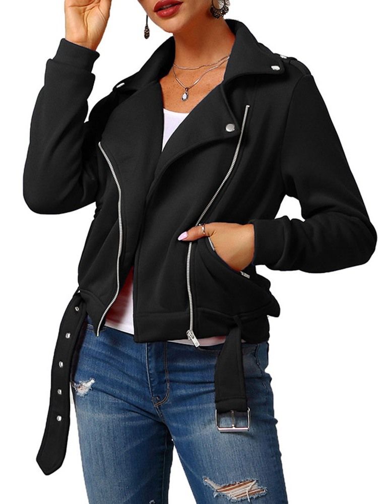 Veste Droite À Manches Longues Et À Glissière Pour Femme