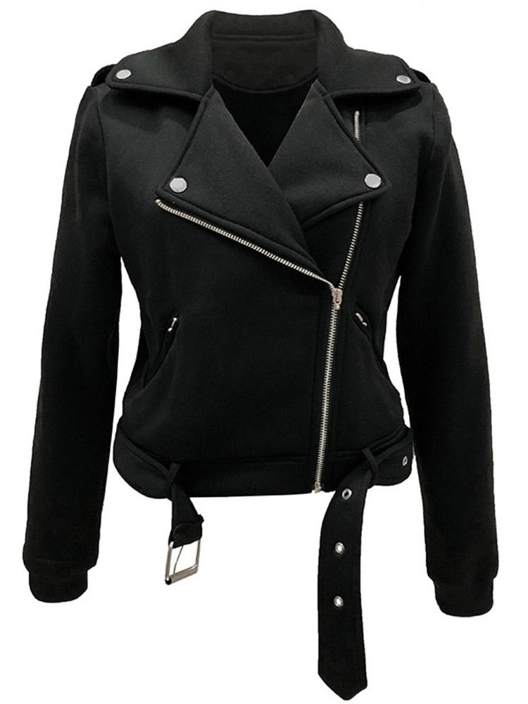 Veste Droite À Manches Longues Et À Glissière Pour Femme