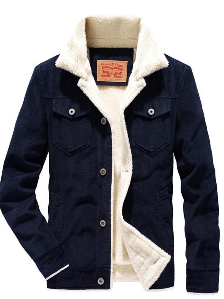 Veste Pour Hommes À Boutonnage Simple Et Patchwork Épais