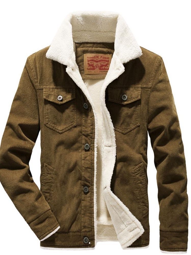 Veste Pour Hommes À Boutonnage Simple Et Patchwork Épais