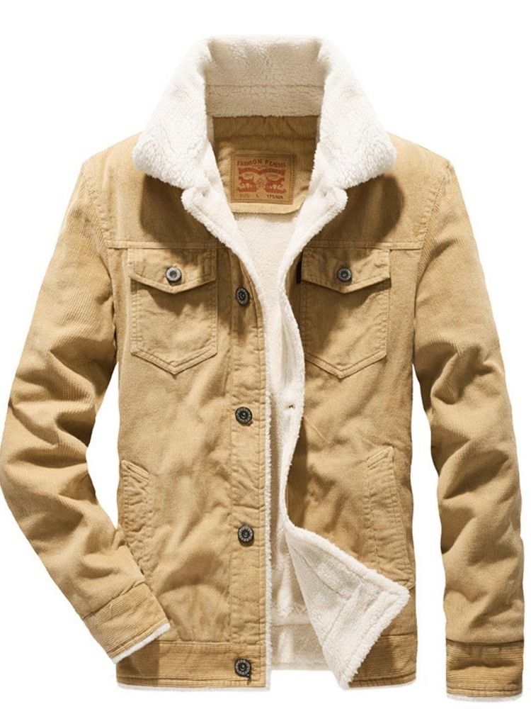 Veste Pour Hommes À Boutonnage Simple Et Patchwork Épais