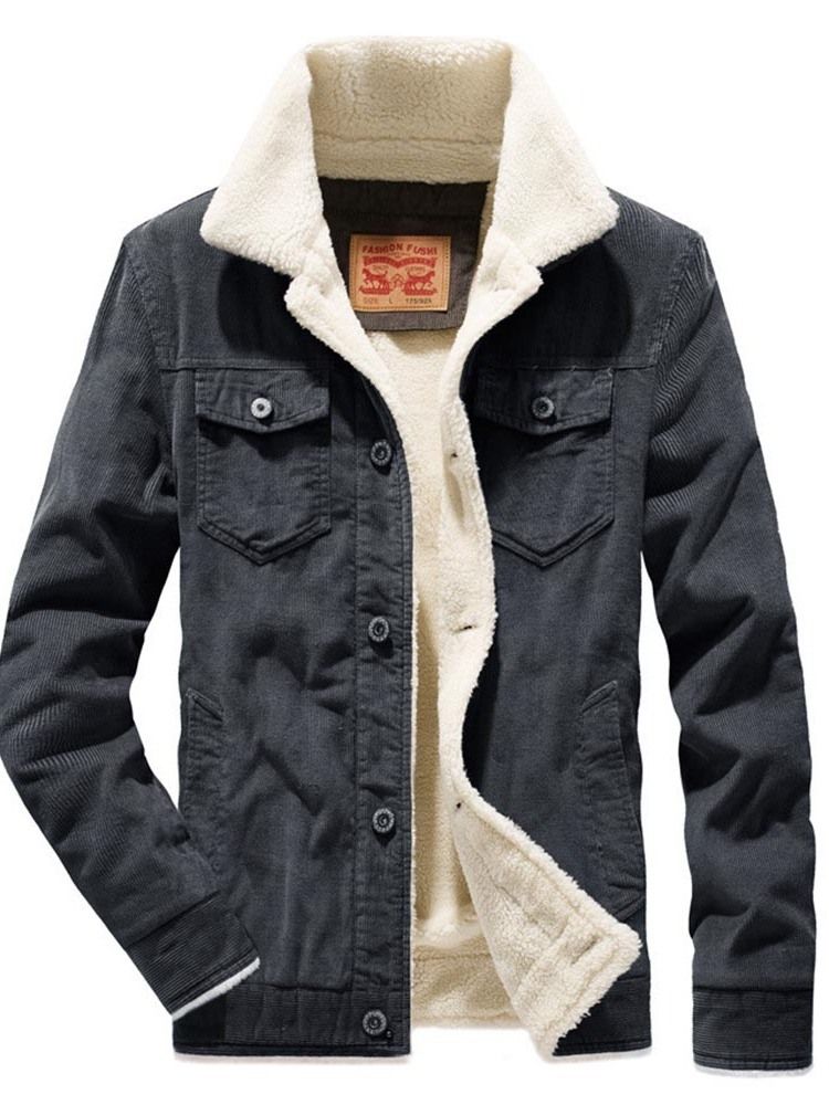 Veste Pour Hommes À Boutonnage Simple Et Patchwork Épais