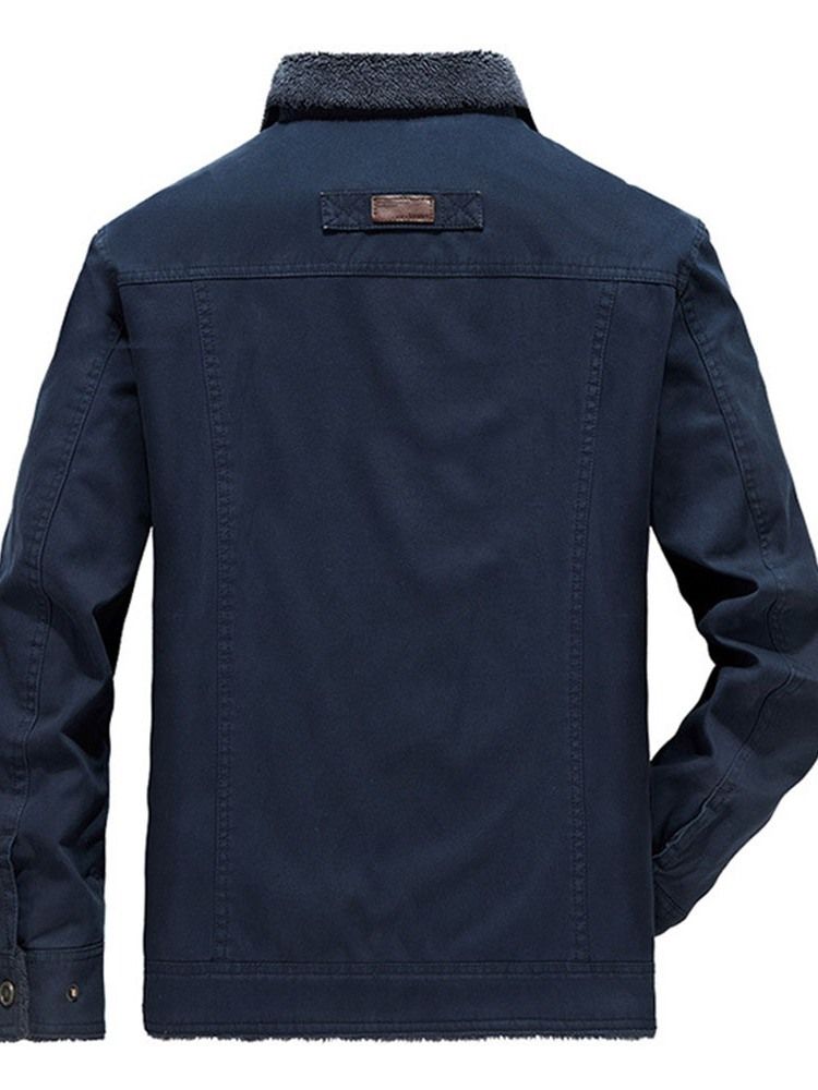 Veste Pour Hommes À Fermeture Éclair Droite Unie Avec Broderie À Revers