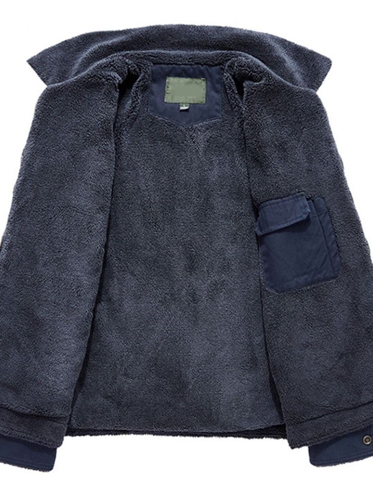 Veste Pour Hommes À Fermeture Éclair Droite Unie Avec Broderie À Revers