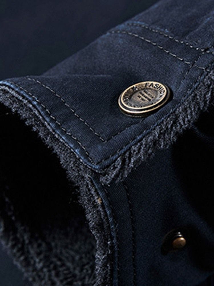 Veste Pour Hommes À Fermeture Éclair Droite Unie Avec Broderie À Revers