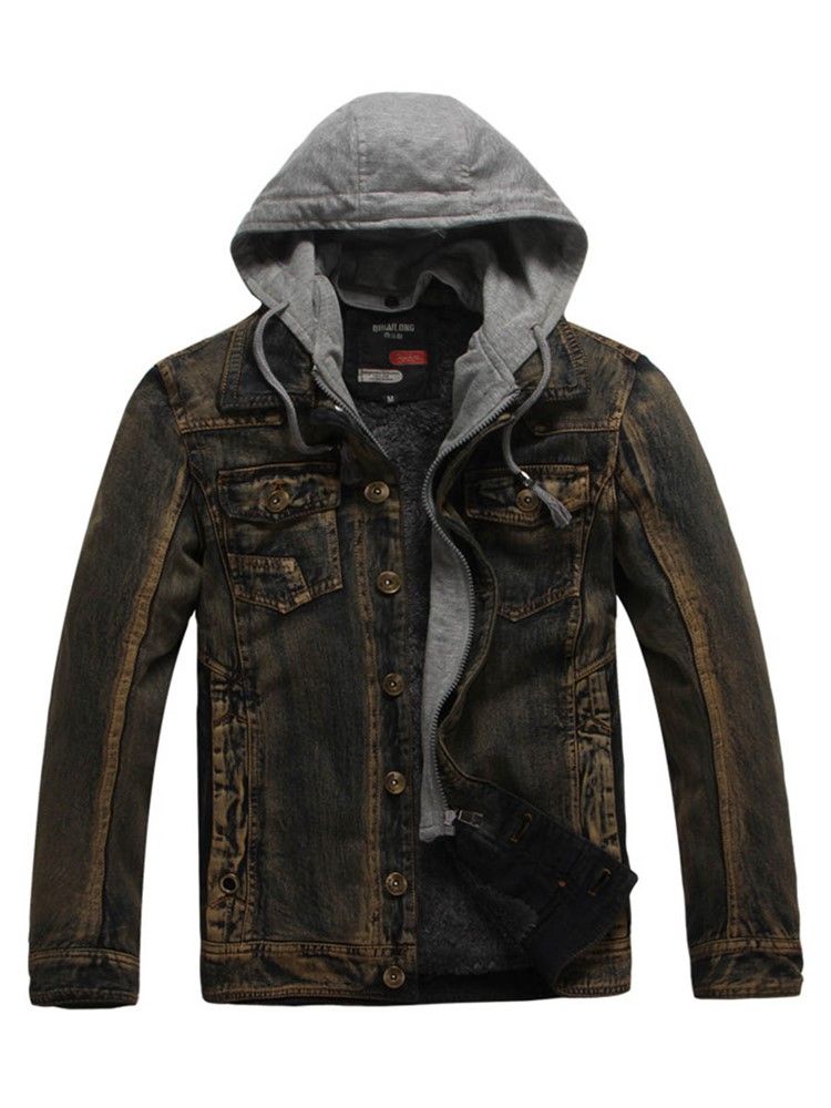 Veste En Jean À Capuche D'hiver Épaisse Pour Hommes De Petite Taille