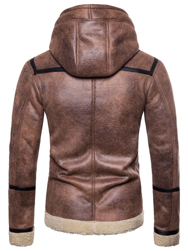 Veste Slim À Capuche Et Patchwork Pour Hommes